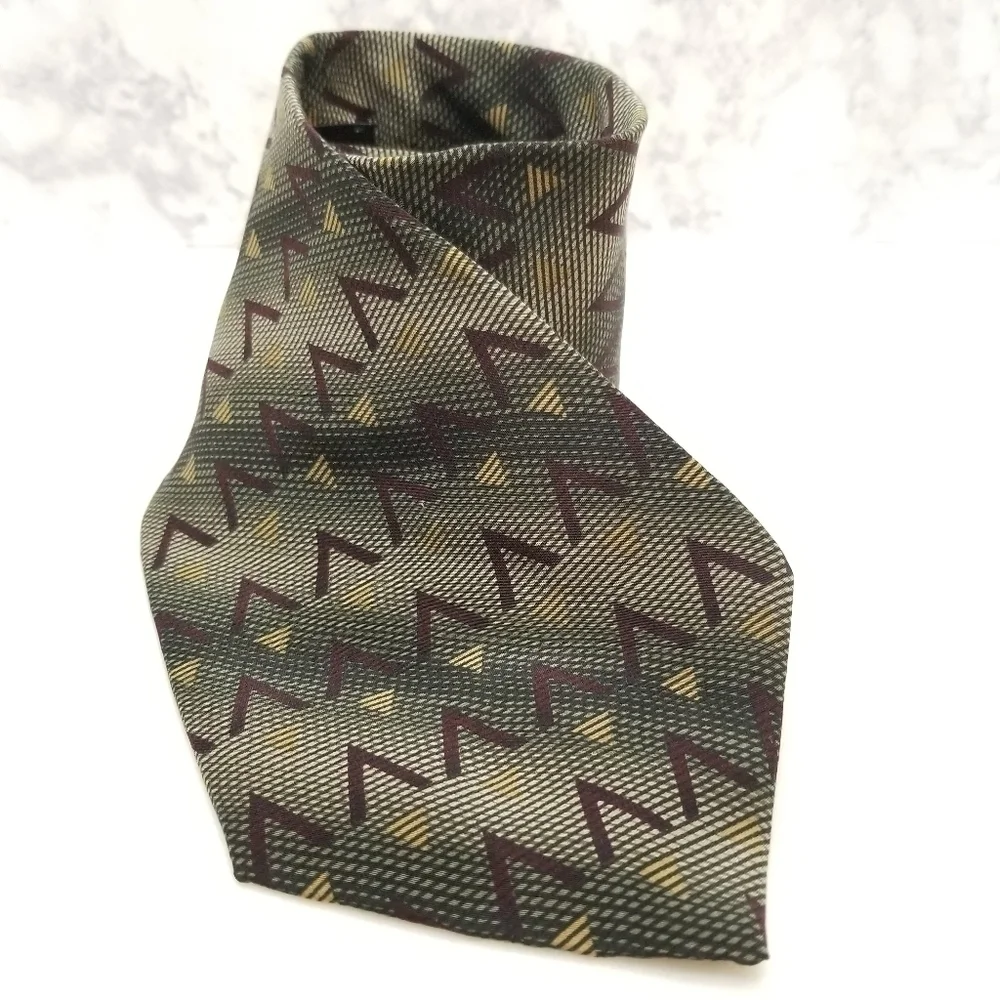 Bill Blass Black Label 100% Silk Tie‎ Green Print